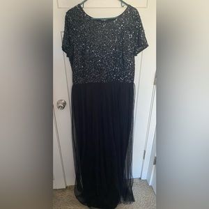 Adrianna Pappel black sequin & chiffon dress. Great for any holiday event!